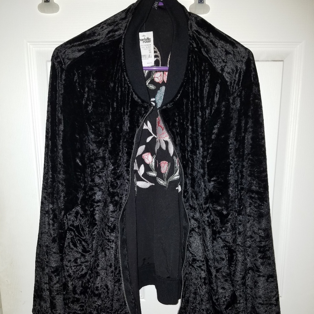 Nwt Charlotte Russe Velvet Embroidered Jacket 3X